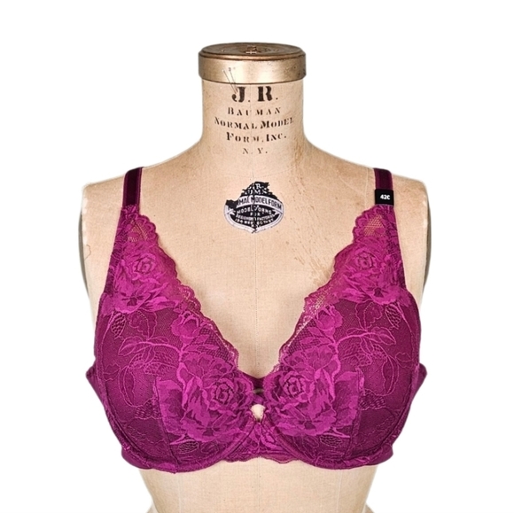 torrid Other - NWT Torrid Curve Push-Up Plunge Lace Purple Pink Fuchsia Bra Plus Size 42C